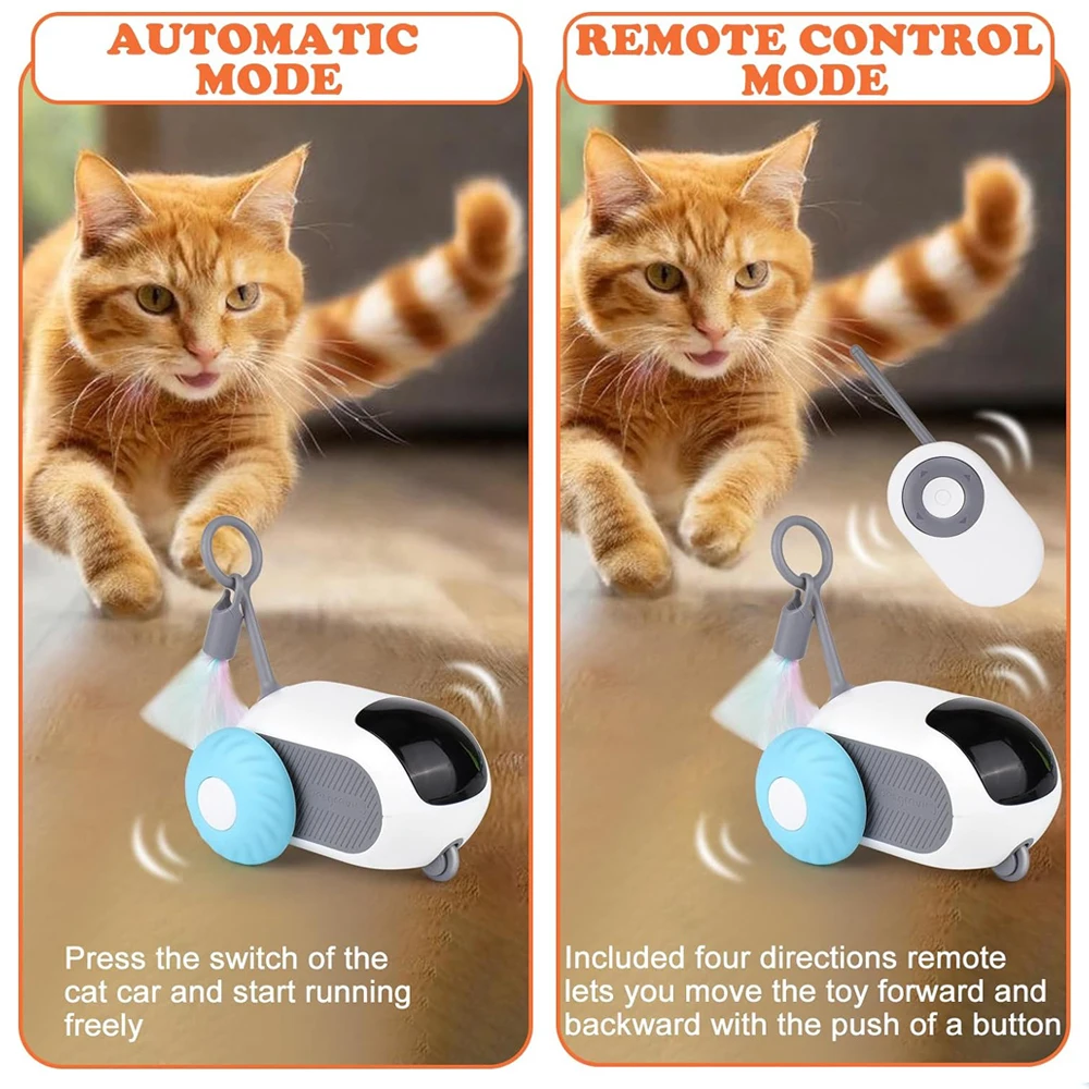 Jouet intelligent pour chat à deux modes, voiture interactive télécommandée et automatique pour entraînement et jeu – Image 5