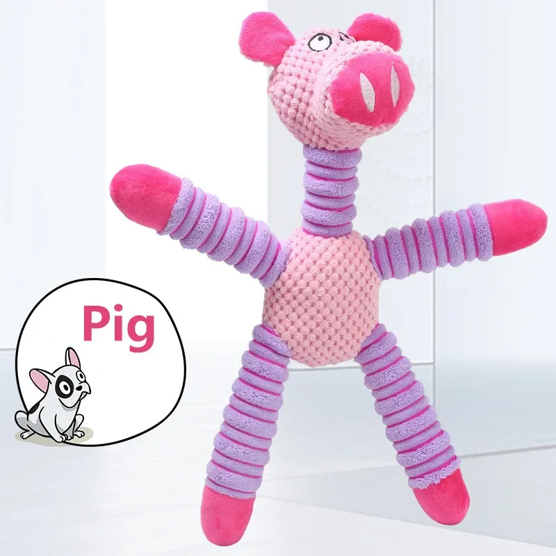Jouet peluche résistant, forme animale, couineur, parfait pour mâcher, grands chiens et chiots. – Image 7