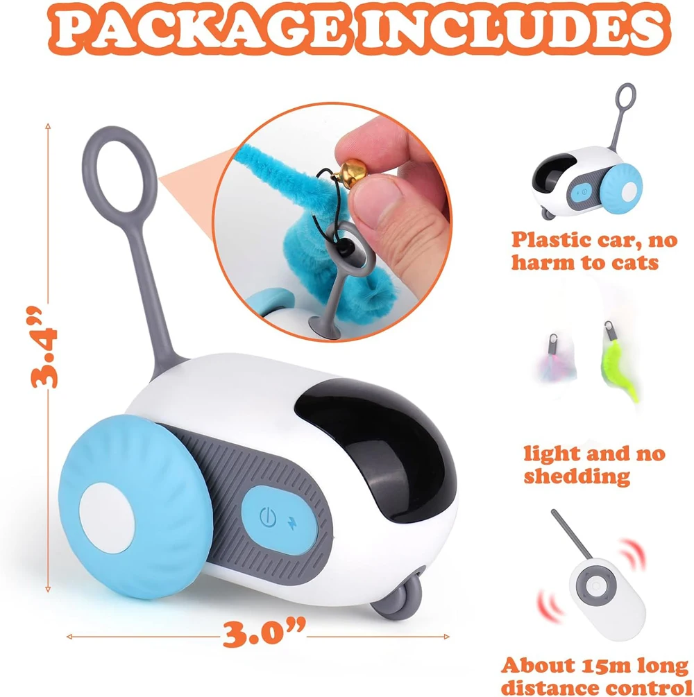 Jouet intelligent pour chat à deux modes, voiture interactive télécommandée et automatique pour entraînement et jeu – Image 2