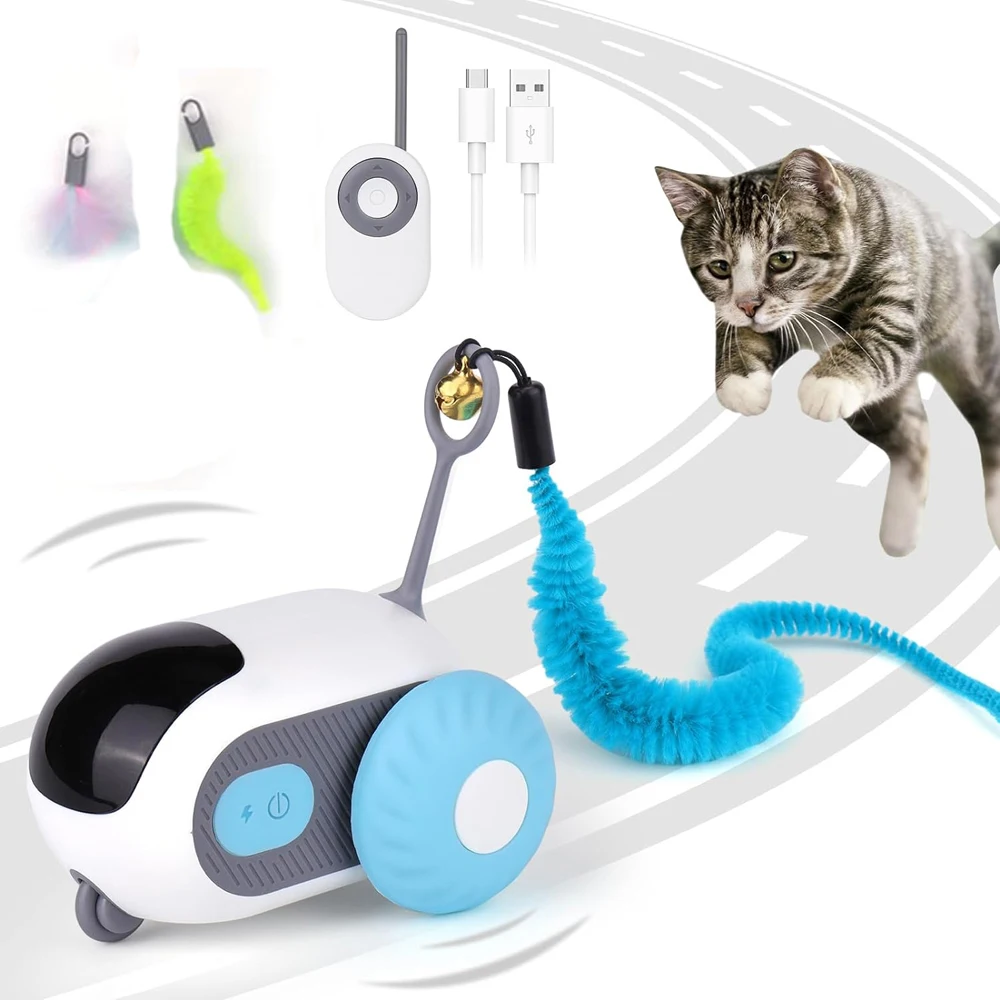 Jouet intelligent pour chat à deux modes, voiture interactive télécommandée et automatique pour entraînement et jeu